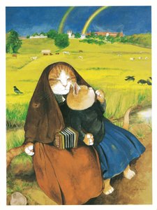 Illustratie uit Pre-Raphaelite Cats (pub. 1999)