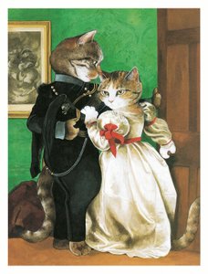 Illustratie uit Pre-Raphaelite Cats (pub. 1999)