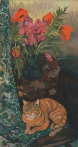 Boeket en kat door Suzanne Valadon