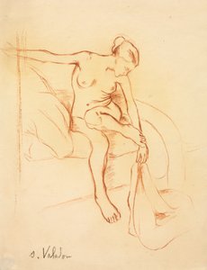 Naakte Vrouw Zittend op een Bed door Suzanne Valadon