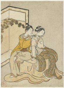 Kalenderafdruk voor Meiwa 2 en een Mitate van keizer Xuanzong en Yang Guifei