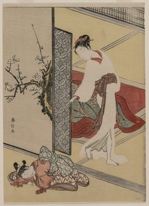 Courtisane en Slapende Bediende door Suzuki Harunobu