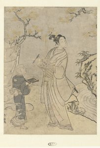 Een gedicht schrijvend door Suzuki Harunobu