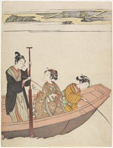 Vissen bij de Mimeguri-schrijn aan de Sumida-rivier