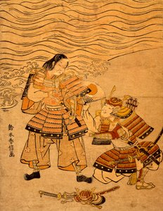 Kumagai Naozane en Taira no Atsumori, episode uit oorlog tussen Taira en Minamoto door Suzuki Harunobu