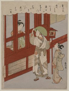 Liefde bij de Bordeelpoort door Suzuki Harunobu