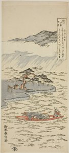 Nachtelijke regen bij Karasaki (Karasaki yau), uit de serie "Acht gezichten op Omi (Omi hakkei no uchi)". door Suzuki Harunobu
