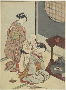 Nachtregen op de Theestand, na 1766 door Suzuki Harunobu