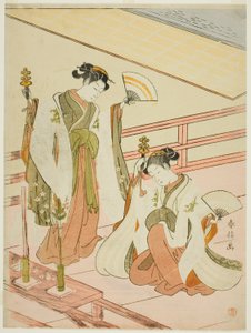 De Dans van de Heiligdom Maagden Ohatsu en Onami door Suzuki Harunobu