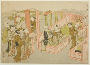 De introductie (Miai), het eerste blad uit de serie "Huwelijk in brokaatprenten, de koets van de deugdzame vrouw (Konrei nishiki misao-guruma)"