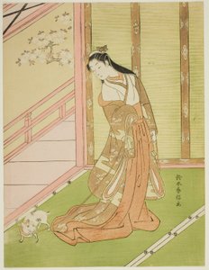 De derde prinses en haar huisdierkat door Suzuki Harunobu