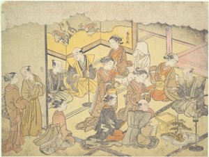De huwelijks-sakebeker: De huwelijksceremonies door Suzuki Harunobu