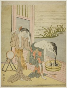 Twee Vrouwen die hun Haar Wassen door Suzuki Harunobu