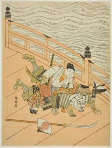 Ushiwakamaru en Benkei vechten op de Gojo-brug