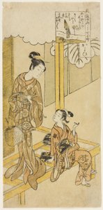Bezoek (Kayoi), uit de serie "De Zeven Modieuze Aspecten van Komachi (Furyu yatsushi nana Komachi)" door Suzuki Harunobu