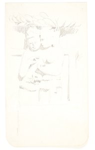 Groep met twee figuren. Studieblad naar reliëfs in Borobudur, Java. door Svend Rathsack