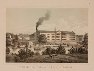 Katoenfabriek, Stromsbro, Zweden, c.1840 door Swedish School