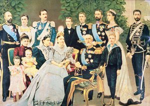 Oscar II en zijn familie, ca. 1890 door Swedish School