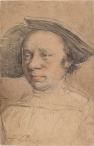 Portret van een Man met een Breedgerande Hoed door Swiss 16th Century after Hans Holbein the Younger