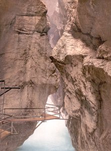 Aareschlucht, nabij Meiringen, Zwitserland, ca. 1900
