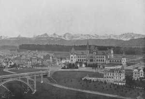 Bern, Uitzicht op het Kirchenfeld en de Bernse Alpen door Swiss Photographer
