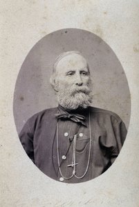 Giuseppe Garibaldi (1807-1882), Italiaanse politicus. Rond 1875. Fotografie van de Lacomée en Lacroix werkplaats. Genève.