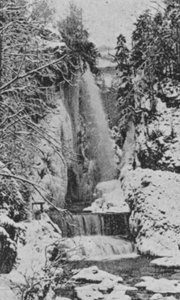 Les Corges du Taubenloch, pres Bienne en hiver (zwart-wit foto)