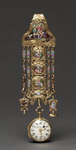 Chatelaine horloge, midden 1800s door Swiss School