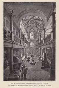 Die Wasserkirche, Stadtbibliothek, in Zürich (gravure) door Swiss School