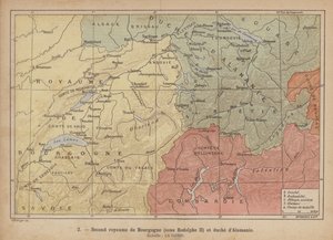 Hertogdommen van Bourgondië en Alamannia, begin 10e eeuw (gekleurde gravure) door Swiss School