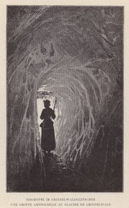 Eisgrotte in de Grindelwaldgletscher, Een Kunstmatige Grot in de Grindelwaldgletscher (gravure) door Swiss School