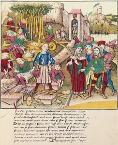 Stichting van de stad Bern in 1191 miniatuur uit Spiezer Bilderchronik, Zwitserland