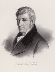 Gottlieb Jakob Kuhn, Zwitsers folklorist en dichter (gravure) door Swiss School
