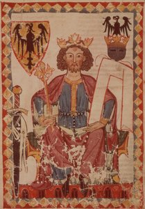 Koning Hendrik, illustratie uit de Manesse Codex, een verzameling hoofse liefdesliederen, waarschijnlijk uit Zürich, c.1300-20 door Swiss School