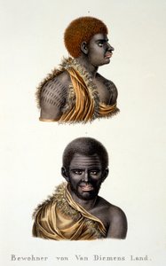 Inboorlingen van Van Diemensland, d.w.z. Tasmanië, uit Etnologische studie van verschillende raciale typen van verschillende continenten, door C.I. Brodtmann, 1824