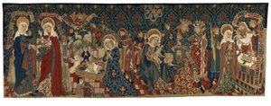 Wandtapijt dat vier scènes uit het leven van de Maagd Maria uitbeeldt, uit Bazel, ca. 1450-75 door Swiss School