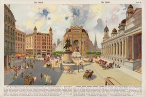 De stad (chromolitho) door Swiss School
