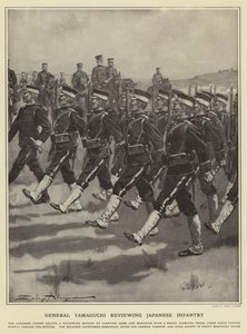 Generaal Yamaguchi inspecteert Japanse infanterie