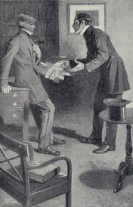 John Stuart Mill brengt zijn vriend Thomas Carlyle het vreselijke nieuws dat een onvoorzichtig meisje zijn manuscript heeft verbrand (litho) door Sydney C Lucas