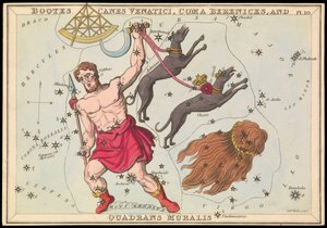 Bootes Canes Venatici, Coma Berenices en Quadrans Muralis, ca. 1825 door Sydney Hall