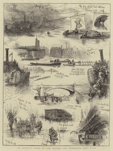 Aantekeningen van een kunstenaar bij de Oxford en Cambridge bootrace door Sydney Prior Hall