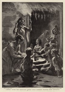 Armenië na de Massacres, Yoruk Meisjes die Bulgoor malen bij Devrishia door Sydney Prior Hall