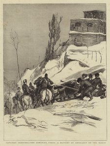 Canadese schetsen, de Dominian Force, een batterij artillerie op mars