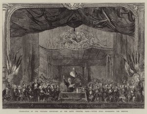 Viering van de Voltaire Eeuwfeest in het Gaite Theater, Parijs, Victor Hugo toespreekt de Bijeenkomst door Sydney Prior Hall