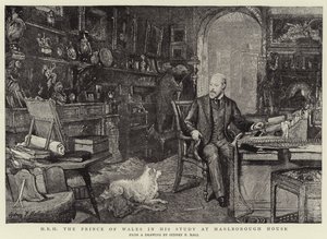 Z.K.H. De Prins van Wales in zijn Studeerkamer in Marlborough House