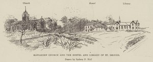 Hawarden Kerk en het Hostel en de Bibliotheek van St. Deiniol door Sydney Prior Hall