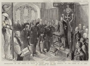 Installatie van de Prins van Wales als Groot Prior van het Hospitaal van de Orde van Sint-Jan van Jeruzalem in Engeland