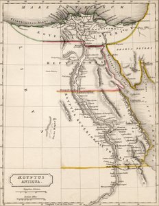 Kaart van Aegyptus Antiqua (Oud Egypte), getekend en gegraveerd door Sydney Hall, ca. 1826