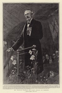 De heer Balfour houdt zijn eerste toespraak als premier door Sydney Prior Hall