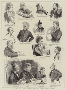 Schetsen bij de Vergaderingen van de London School Board door Sydney Prior Hall